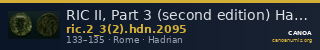 RIC II, Part 3 (second edition) Hadrian 2095 — CANOA