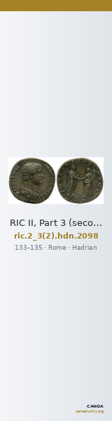 RIC II, Part 3 (second edition) Hadrian 2098 — CANOA