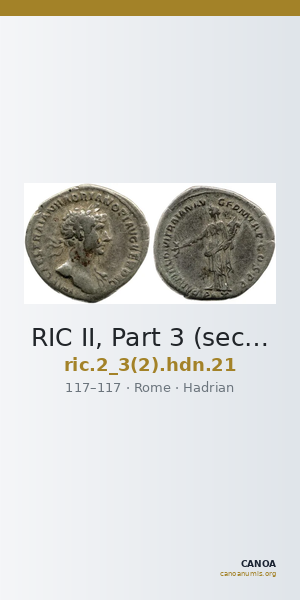 RIC II, Part 3 (second edition) Hadrian 21 — CANOA