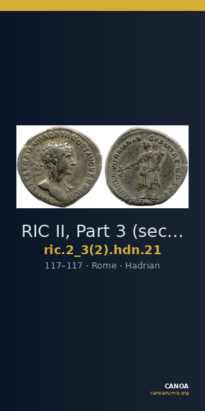 RIC II, Part 3 (second edition) Hadrian 21 — CANOA