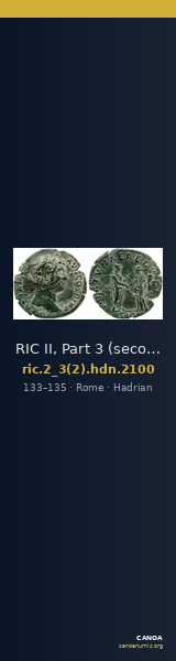 RIC II, Part 3 (second edition) Hadrian 2100 — CANOA