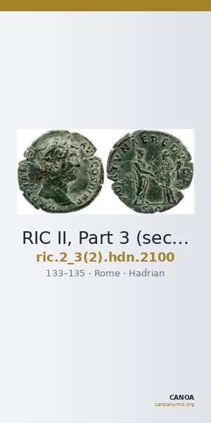 RIC II, Part 3 (second edition) Hadrian 2100 — CANOA