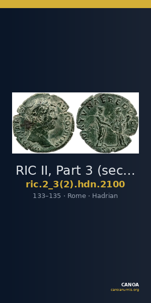 RIC II, Part 3 (second edition) Hadrian 2100 — CANOA