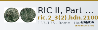 RIC II, Part 3 (second edition) Hadrian 2100 — CANOA