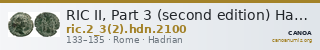 RIC II, Part 3 (second edition) Hadrian 2100 — CANOA
