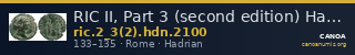 RIC II, Part 3 (second edition) Hadrian 2100 — CANOA