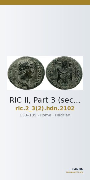 RIC II, Part 3 (second edition) Hadrian 2102 — CANOA