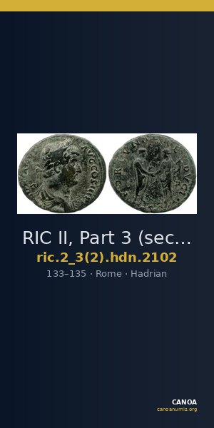 RIC II, Part 3 (second edition) Hadrian 2102 — CANOA