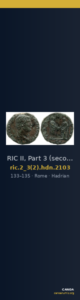 RIC II, Part 3 (second edition) Hadrian 2103 — CANOA
