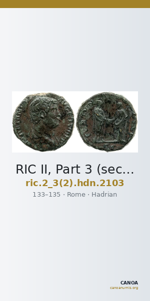 RIC II, Part 3 (second edition) Hadrian 2103 — CANOA