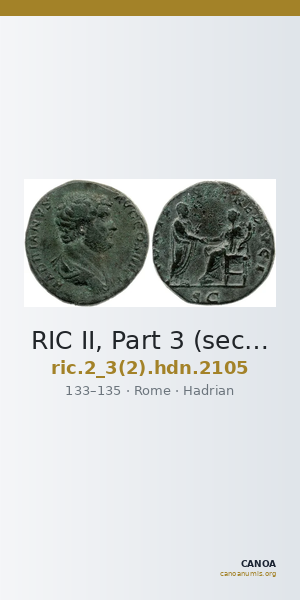 RIC II, Part 3 (second edition) Hadrian 2105 — CANOA