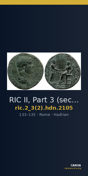 RIC II, Part 3 (second edition) Hadrian 2105 — CANOA