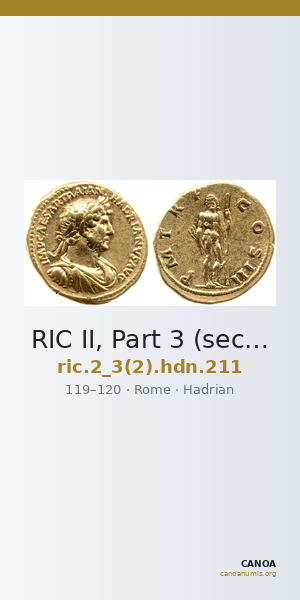 RIC II, Part 3 (second edition) Hadrian 211 — CANOA