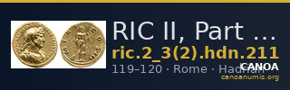 RIC II, Part 3 (second edition) Hadrian 211 — CANOA