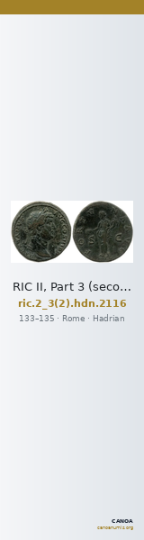 RIC II, Part 3 (second edition) Hadrian 2116 — CANOA
