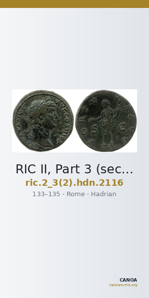 RIC II, Part 3 (second edition) Hadrian 2116 — CANOA