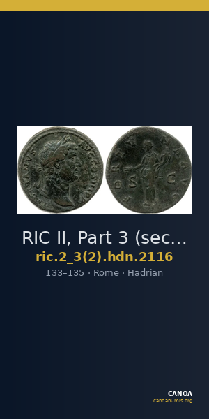 RIC II, Part 3 (second edition) Hadrian 2116 — CANOA