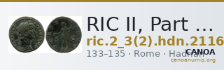 RIC II, Part 3 (second edition) Hadrian 2116 — CANOA