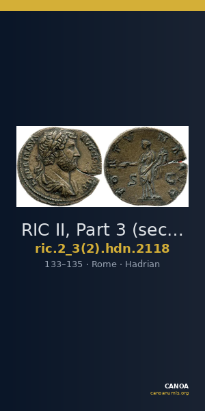 RIC II, Part 3 (second edition) Hadrian 2118 — CANOA