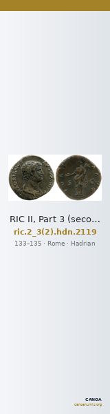 RIC II, Part 3 (second edition) Hadrian 2119 — CANOA
