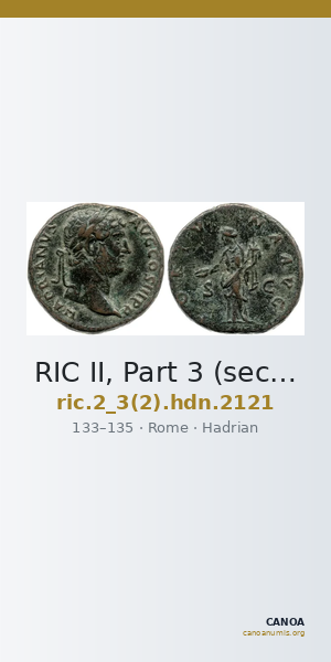 RIC II, Part 3 (second edition) Hadrian 2121 — CANOA