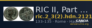 RIC II, Part 3 (second edition) Hadrian 2121 — CANOA