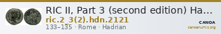 RIC II, Part 3 (second edition) Hadrian 2121 — CANOA
