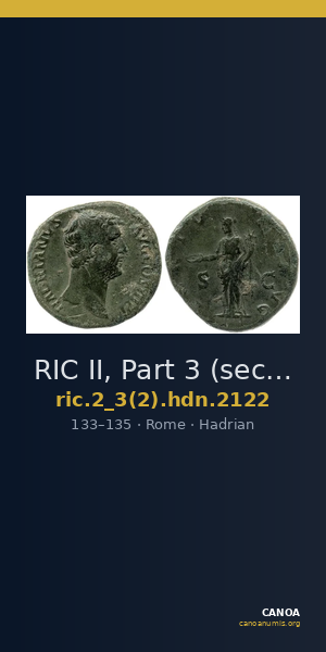 RIC II, Part 3 (second edition) Hadrian 2122 — CANOA