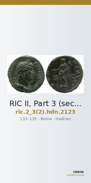 RIC II, Part 3 (second edition) Hadrian 2123 — CANOA