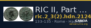 RIC II, Part 3 (second edition) Hadrian 2124 — CANOA