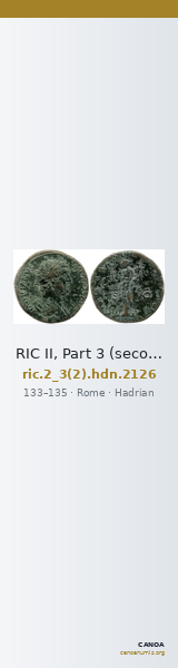 RIC II, Part 3 (second edition) Hadrian 2126 — CANOA