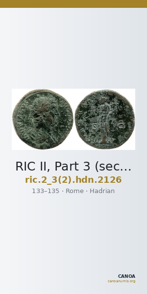 RIC II, Part 3 (second edition) Hadrian 2126 — CANOA