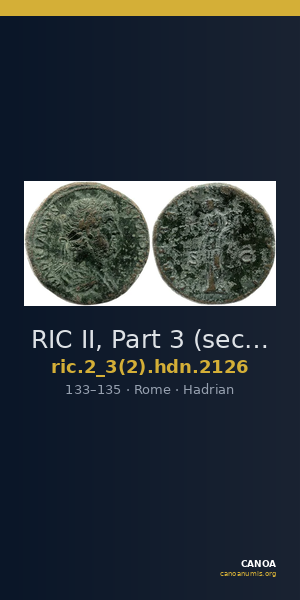 RIC II, Part 3 (second edition) Hadrian 2126 — CANOA