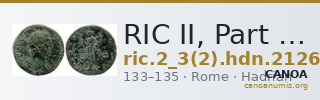 RIC II, Part 3 (second edition) Hadrian 2126 — CANOA