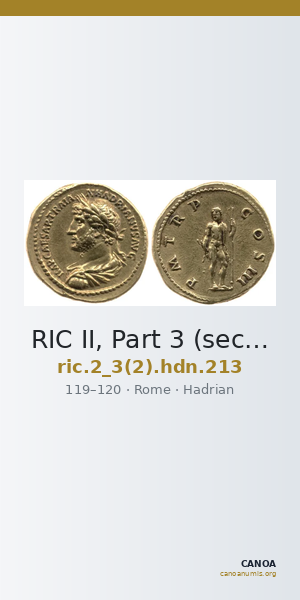 RIC II, Part 3 (second edition) Hadrian 213 — CANOA