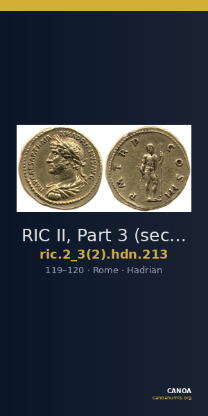 RIC II, Part 3 (second edition) Hadrian 213 — CANOA