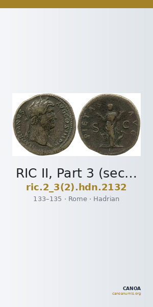 RIC II, Part 3 (second edition) Hadrian 2132 — CANOA
