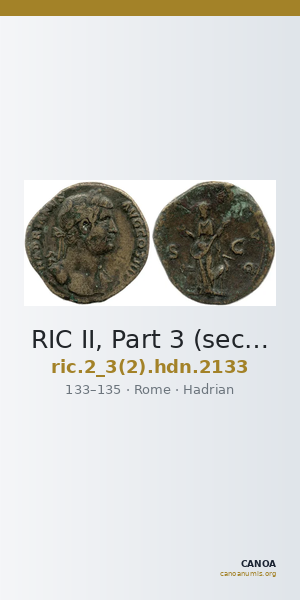 RIC II, Part 3 (second edition) Hadrian 2133 — CANOA
