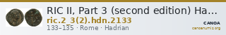 RIC II, Part 3 (second edition) Hadrian 2133 — CANOA