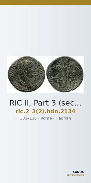 RIC II, Part 3 (second edition) Hadrian 2134 — CANOA
