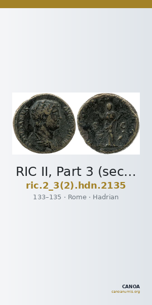 RIC II, Part 3 (second edition) Hadrian 2135 — CANOA