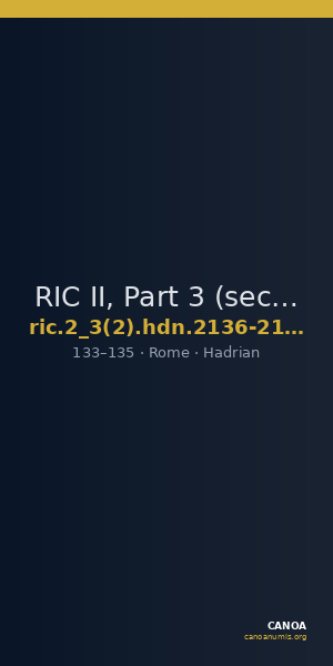 RIC II, Part 3 (second edition) Hadrian 2136-2139 — CANOA
