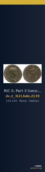 RIC II, Part 3 (second edition) Hadrian 2139 — CANOA