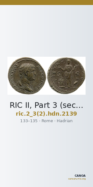 RIC II, Part 3 (second edition) Hadrian 2139 — CANOA