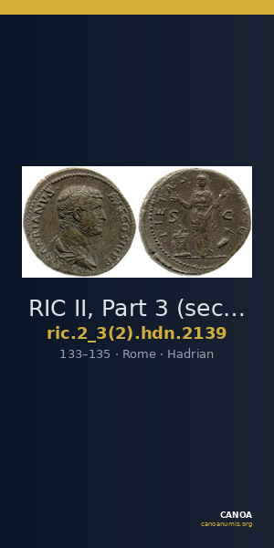RIC II, Part 3 (second edition) Hadrian 2139 — CANOA