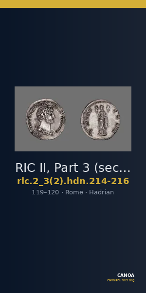 RIC II, Part 3 (second edition) Hadrian 214-216 — CANOA