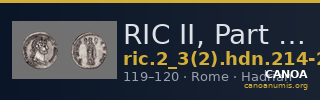RIC II, Part 3 (second edition) Hadrian 214-216 — CANOA