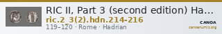 RIC II, Part 3 (second edition) Hadrian 214-216 — CANOA