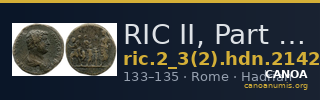RIC II, Part 3 (second edition) Hadrian 2142 — CANOA