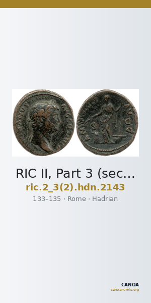 RIC II, Part 3 (second edition) Hadrian 2143 — CANOA